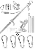 Silver 5 FT Metal Flagpole Kit and 304 Stainless Steel Flagpole Clips R89548