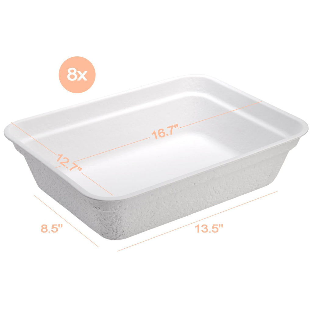 8 Pack White Cardboard Disposable Cat Litter Boxes D364374