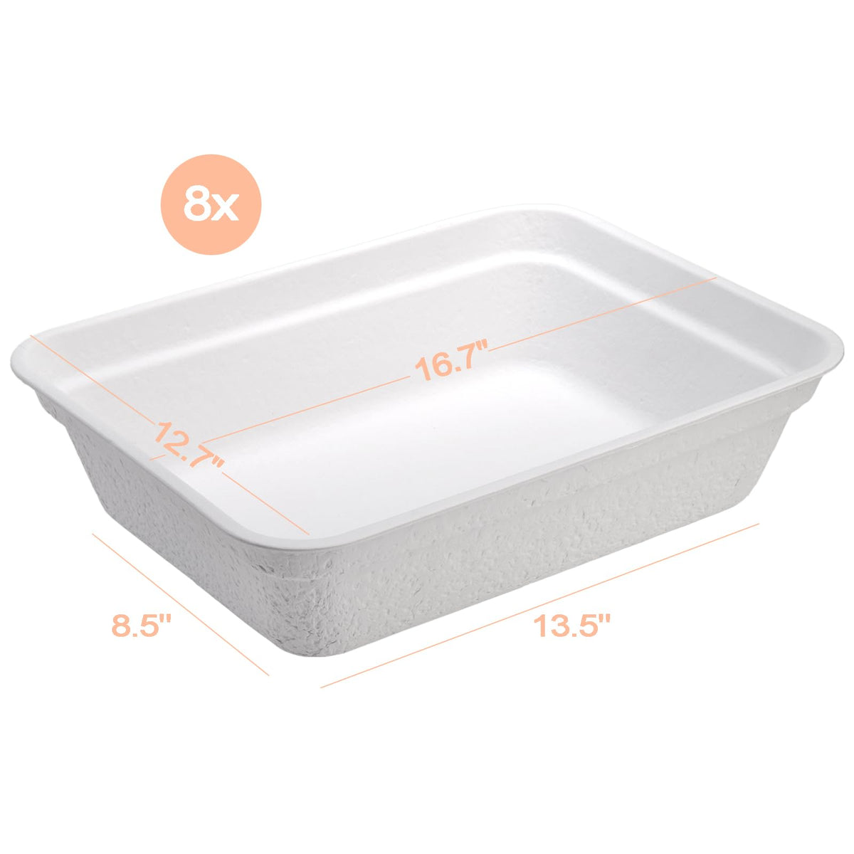 8 Pack White Cardboard Disposable Cat Litter Boxes D364374