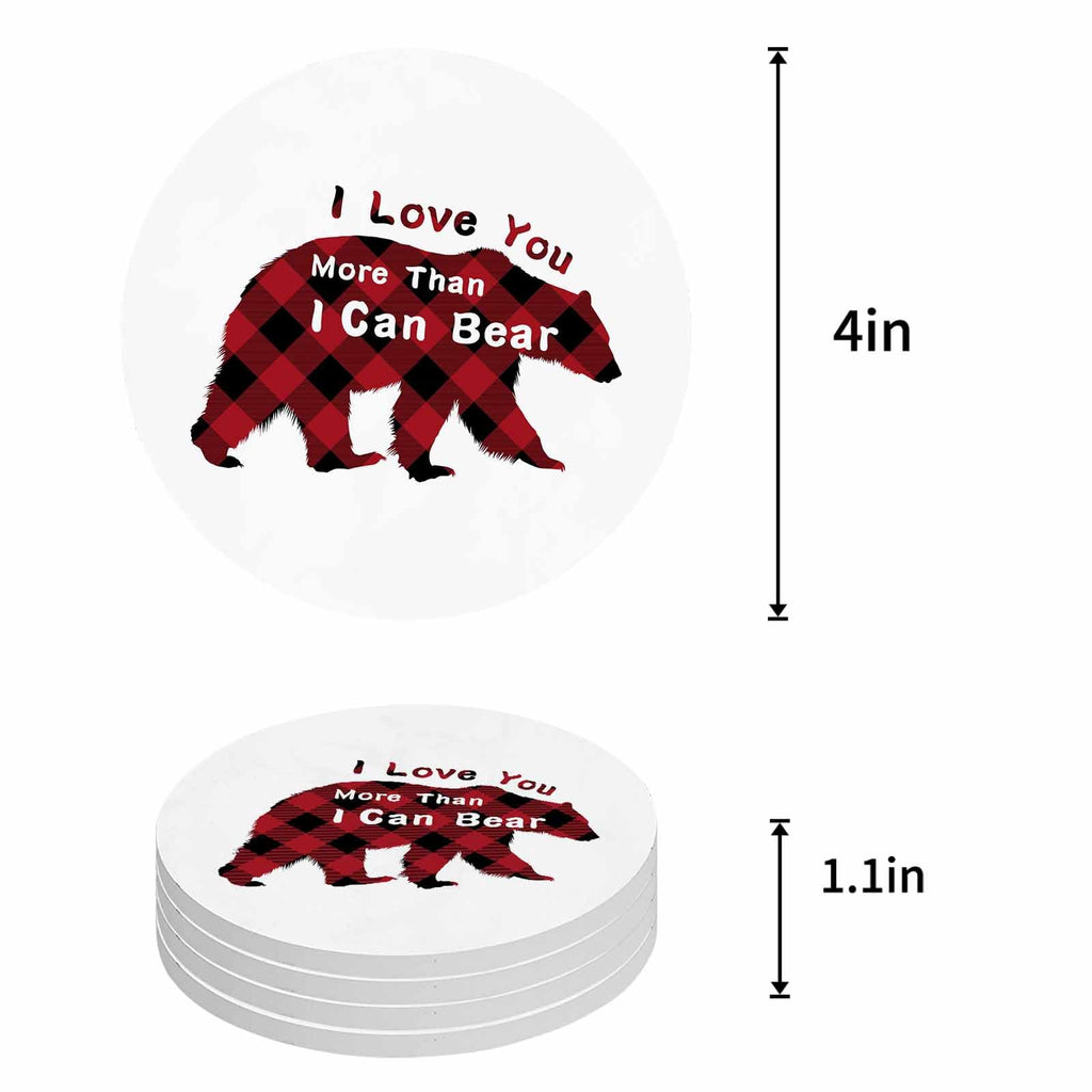 Christmas Bear Ceramic Coasters Set of 6 with Holder A34501