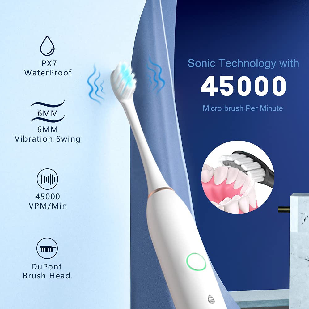 2 Pack Rechargeable Electric Toothbrushes with 8 Brush Heads P707