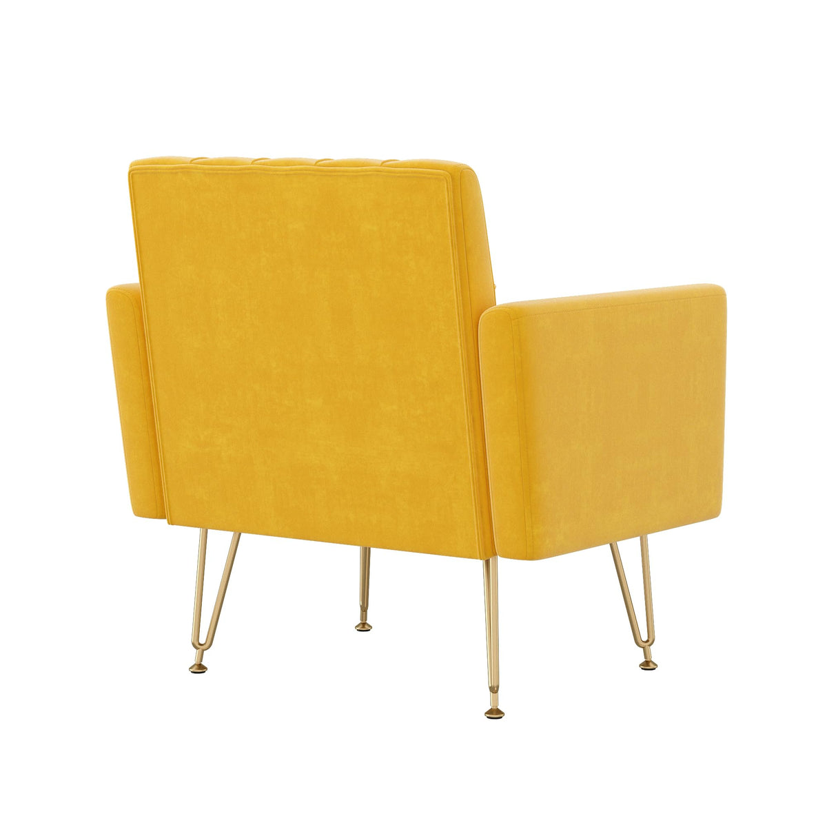 Orange-Yellow Velvet Single Sofa Chair with Gold Metal Legs U6900