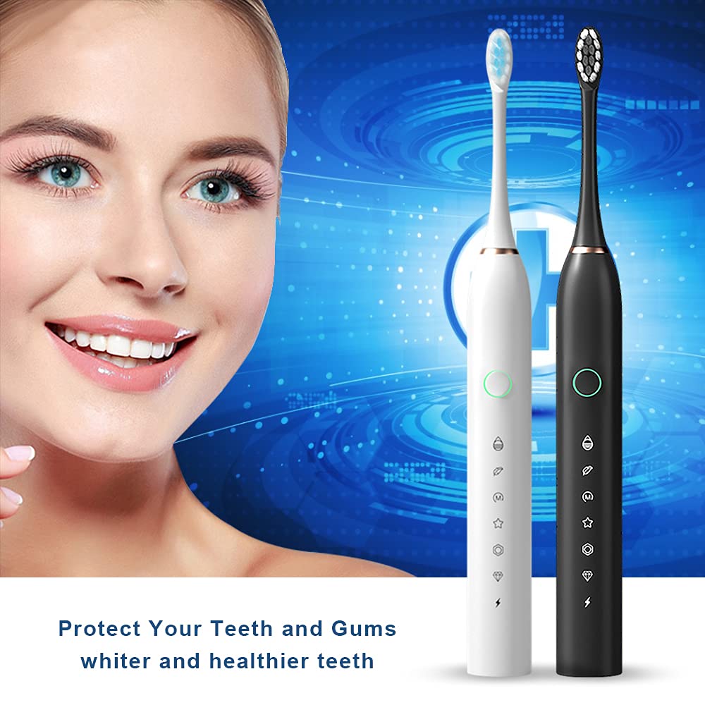 2 Pack Rechargeable Electric Toothbrushes with 8 Brush Heads P707