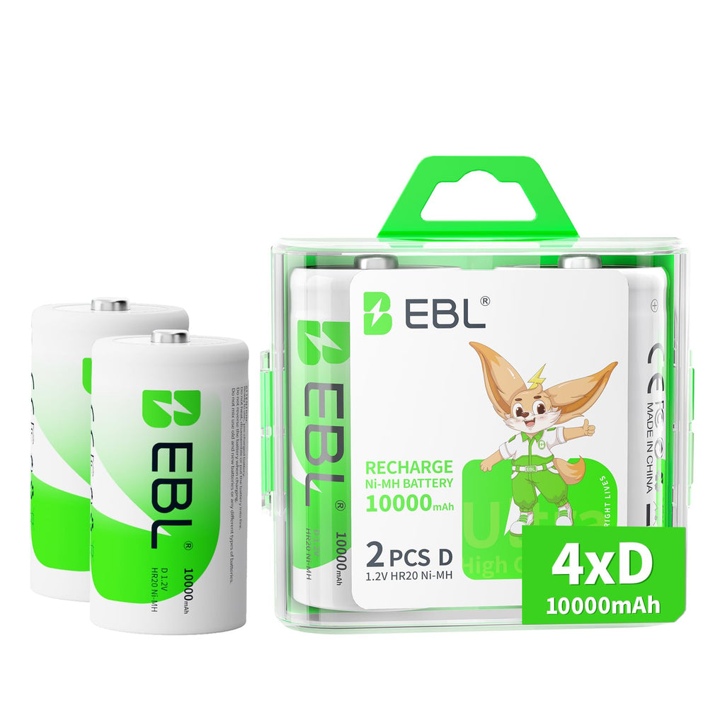 Smart Battery Charger for C D AA AAA Ni-MH Ni-CD Rechargeable Batteries 4 Pack U86926
