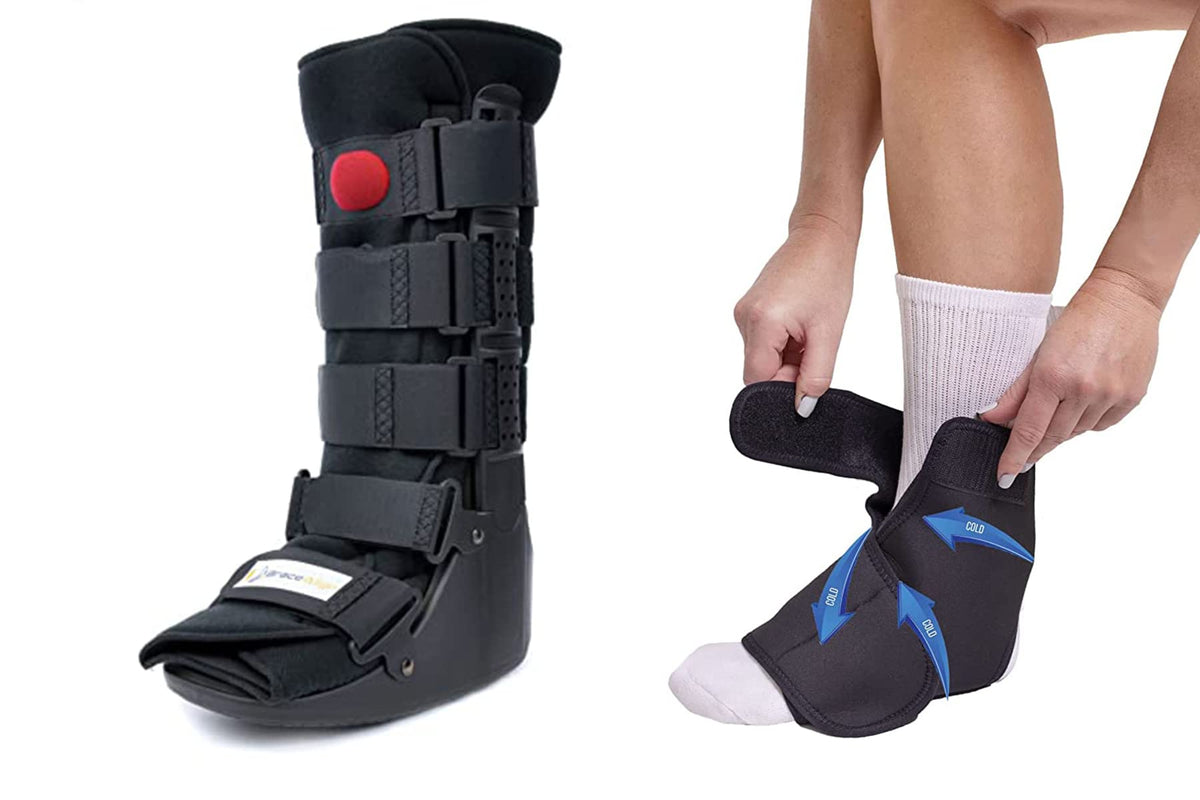 Tall CAM Walker Boot + Ankle & Foot Ice Pack Cold Wrap Q5958