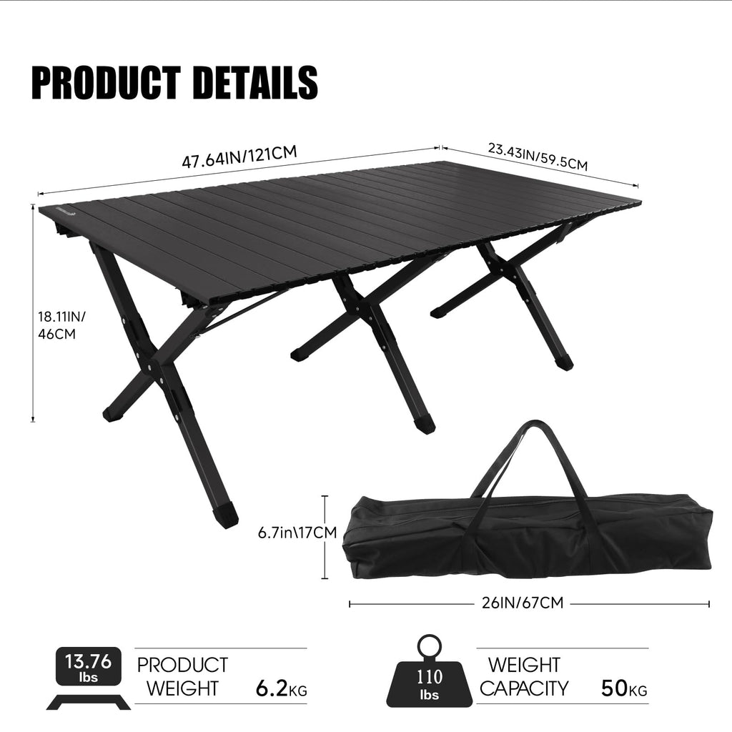 Folding Aluminum Camping Table with Carrying Bag X8230