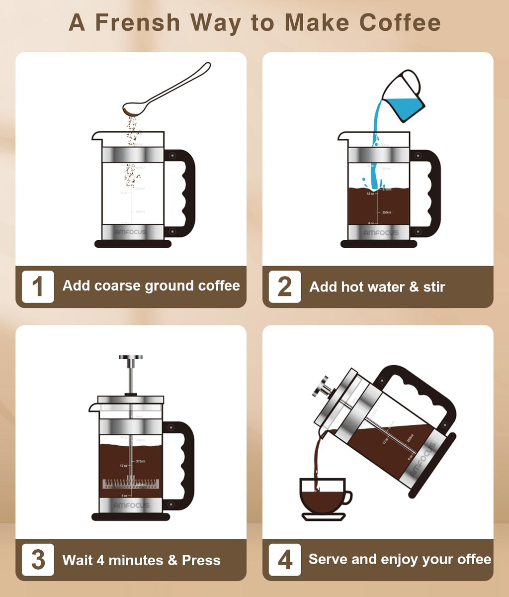 French Press Coffee Maker 21OZ Borosilicate Glass O9149