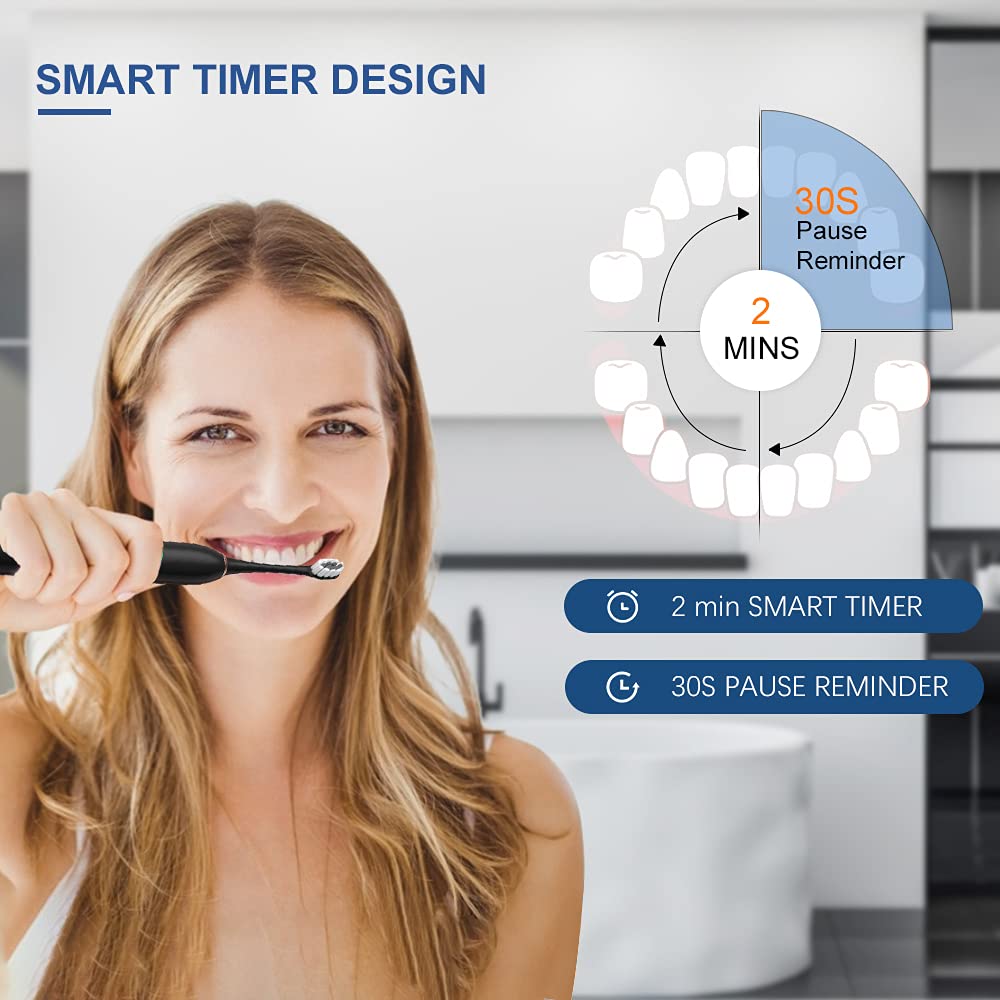 2 Pack Rechargeable Electric Toothbrushes with 8 Brush Heads P707