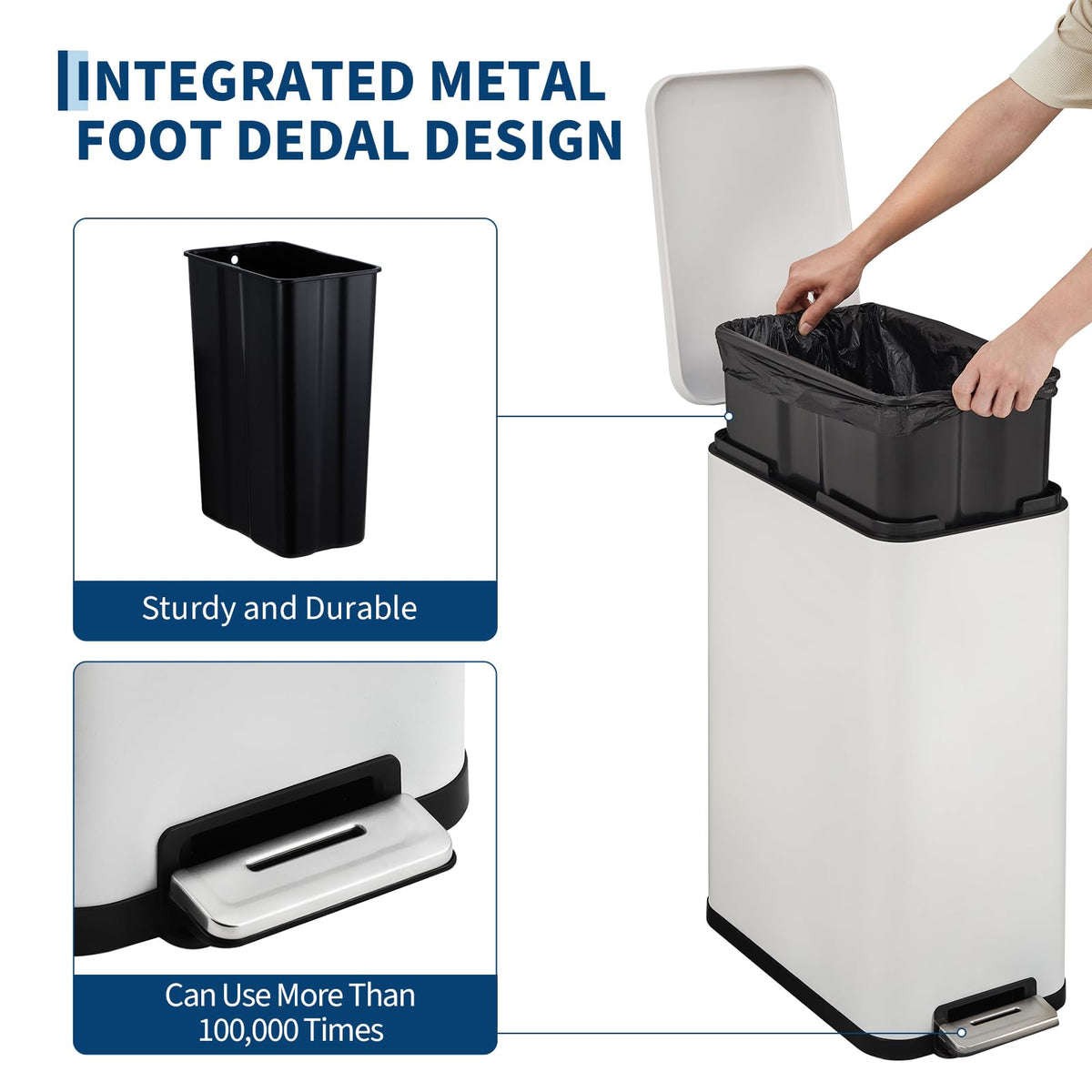 13.2 Gallon Stainless Steel Step Trash Can with Lid S2776