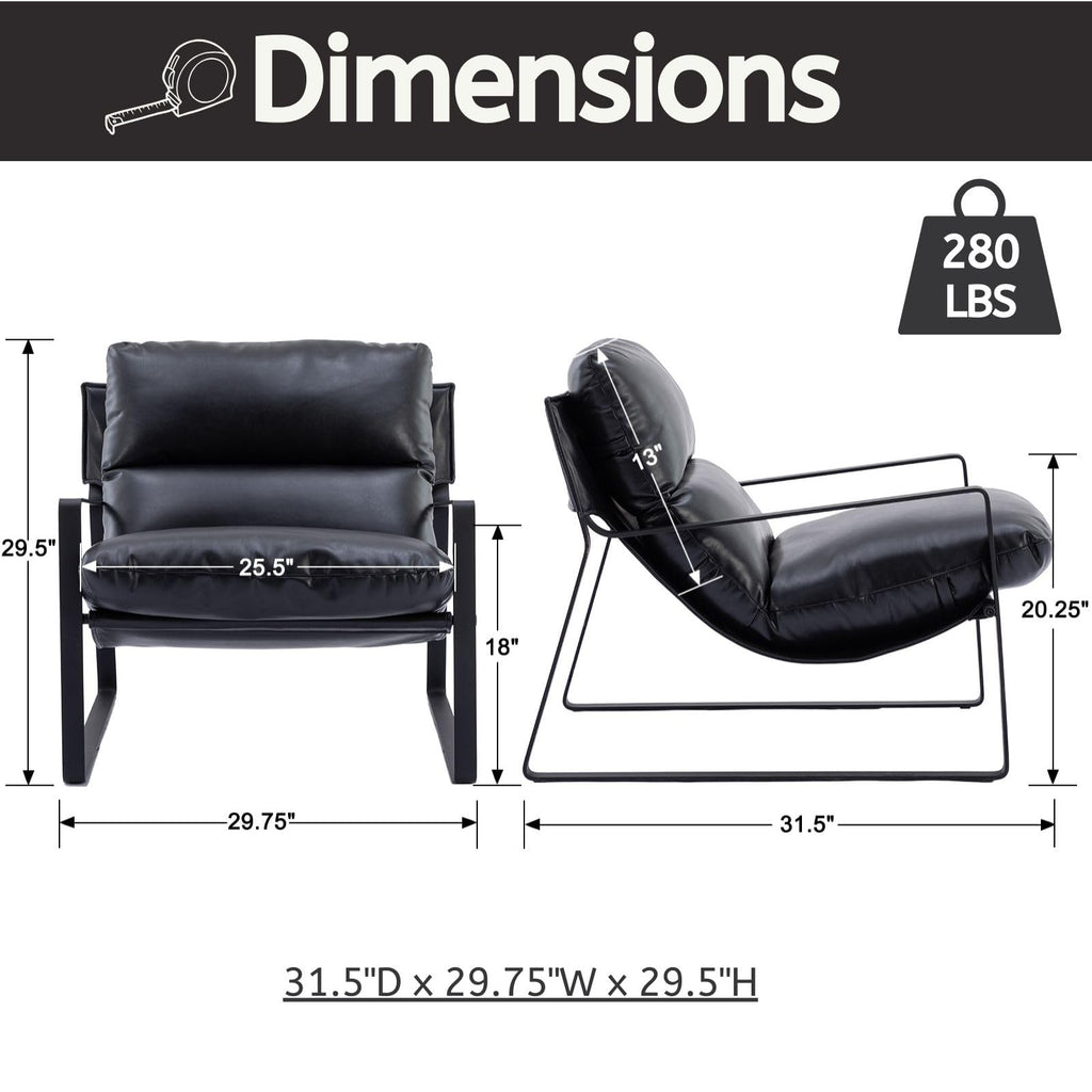 Black PU Leather Accent Armchair N501