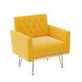 Orange-Yellow Velvet Single Sofa Chair with Gold Metal Legs U6900