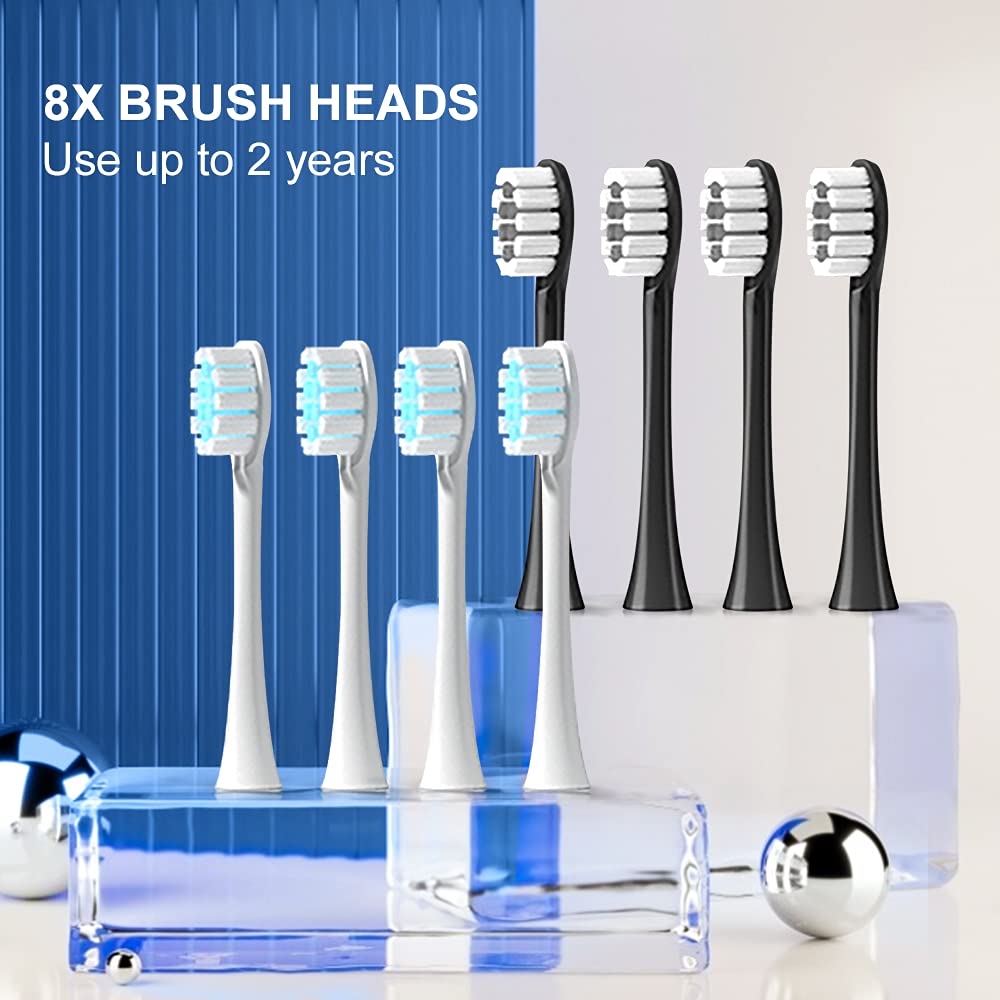 2 Pack Rechargeable Electric Toothbrushes with 8 Brush Heads P707