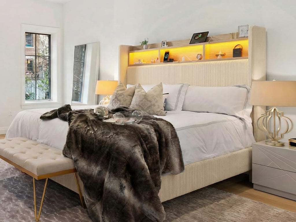 Queen Size Bed Frame with Tall Headboard B53600