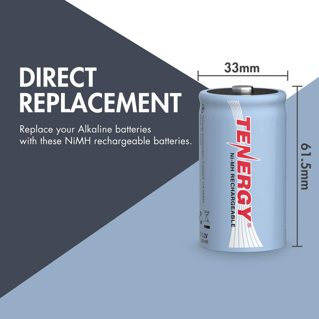 D Rechargeable Batteries 10000mAh NiMH 8-Pack J795