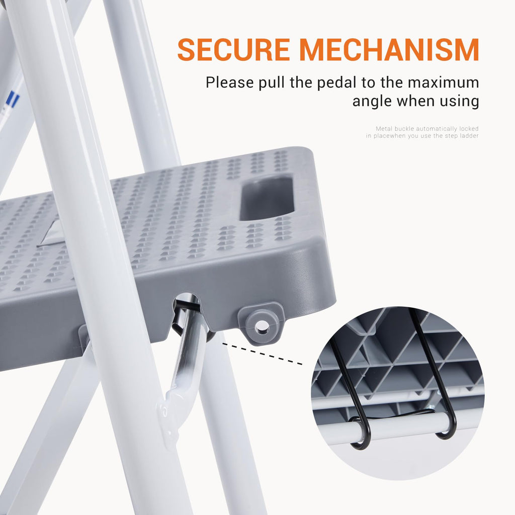 2 Step Ladder 330lbs Capacity Folding Sturdy Step Stool H7376