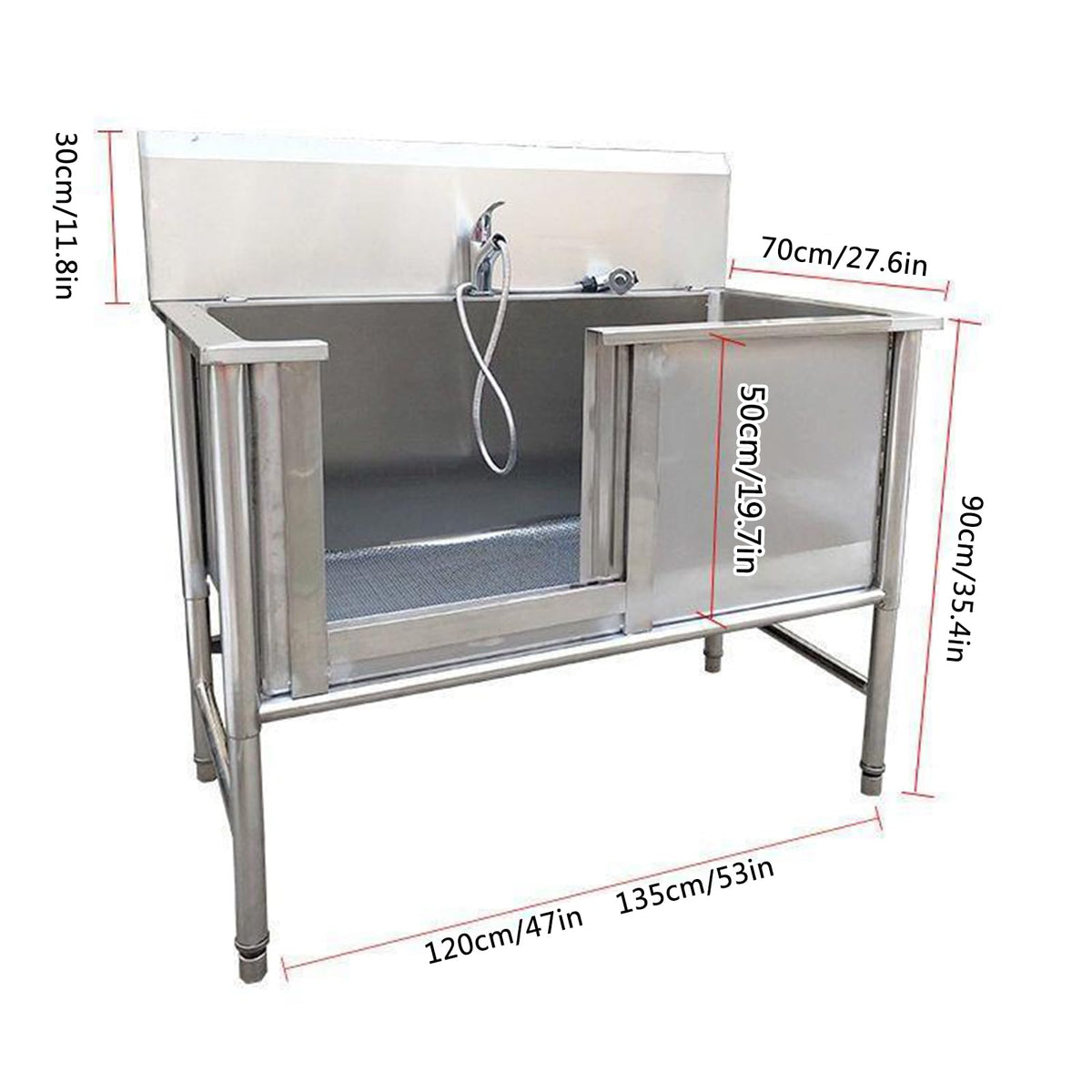 53'' Stainless Steel Pet Grooming Tub with Walk-in Stairs Z905293