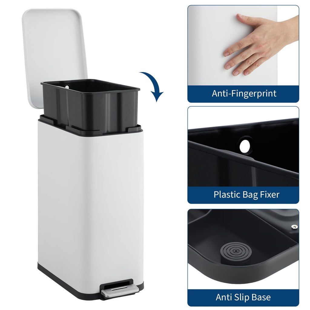 13.2 Gallon Stainless Steel Step Trash Can with Lid S2776