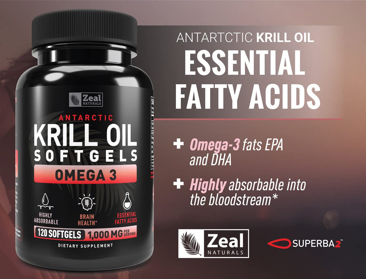 Krill Oil 1000mg 120 Softgels Omega 3 Supplement with EPA DHA Astaxanthin M64647