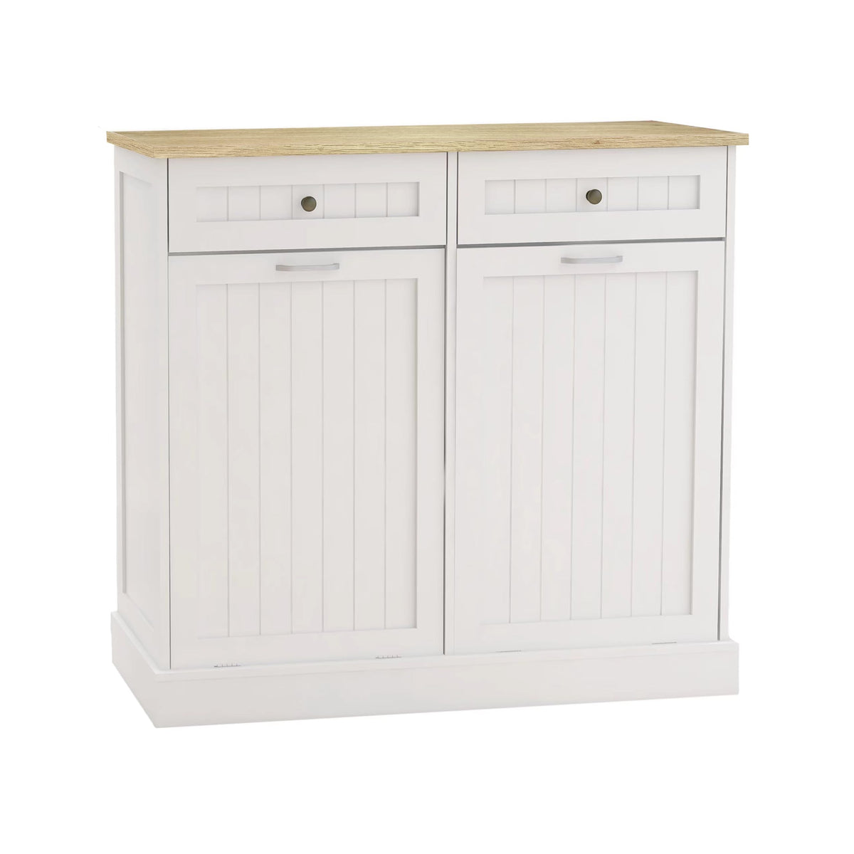White 2x10 Gallon Solid Wood Trash Cabinet B37834