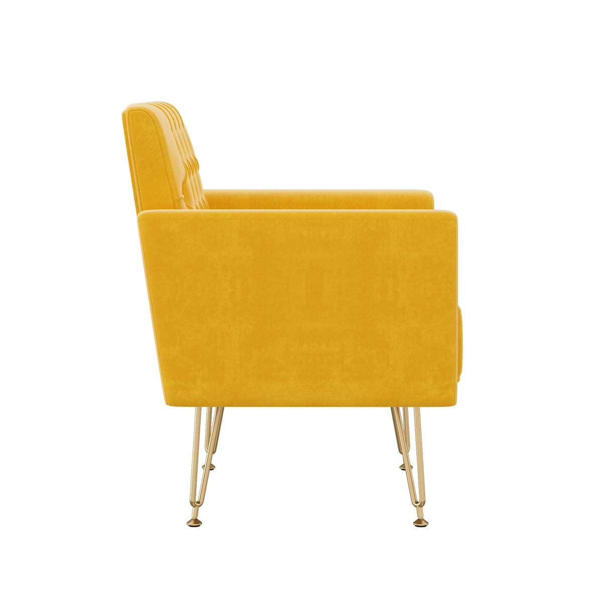 Orange-Yellow Velvet Single Sofa Chair with Gold Metal Legs U6900
