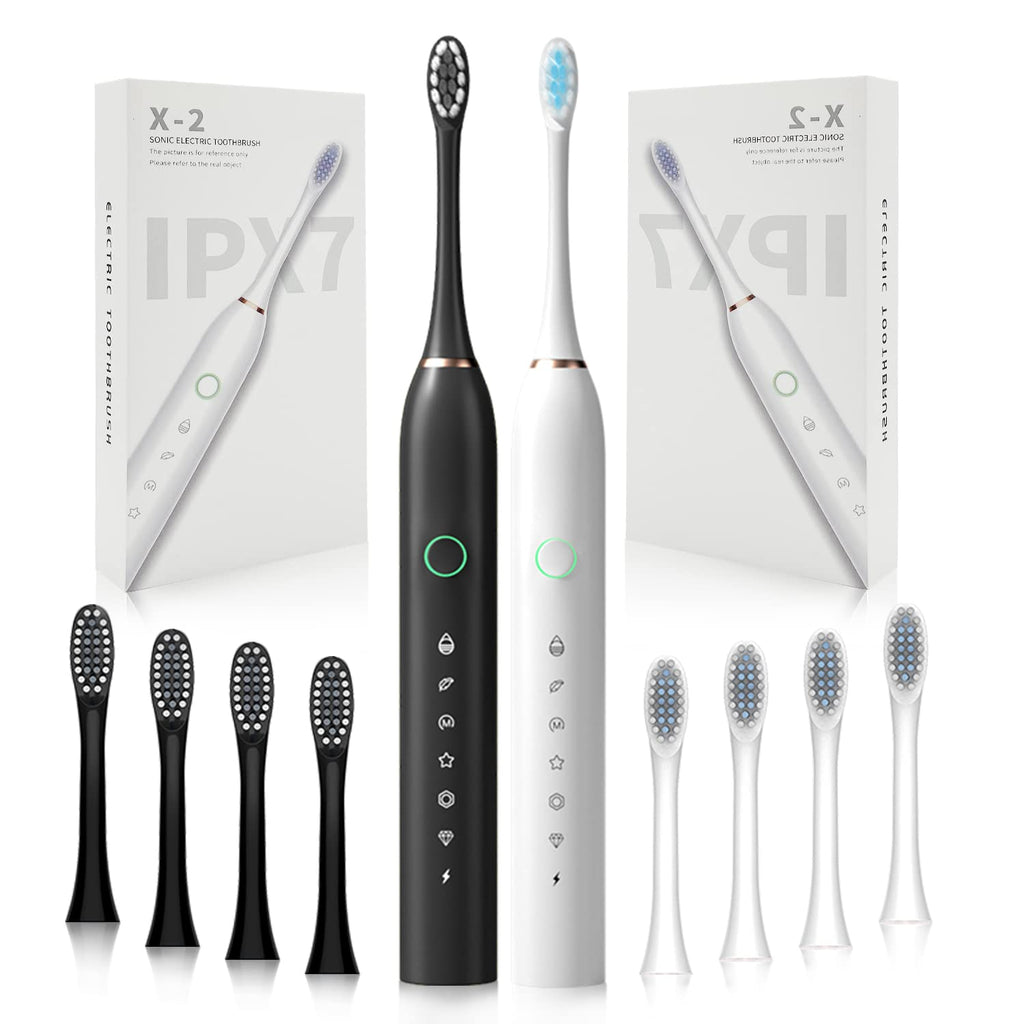 2 Pack Rechargeable Electric Toothbrushes with 8 Brush Heads P707