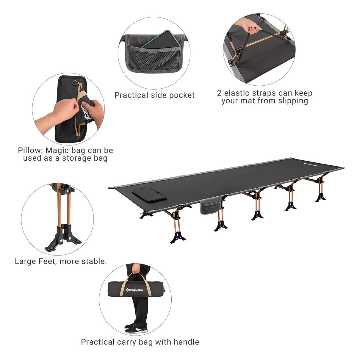 Portable Camping Cot & Single-Size Inflatable Sleeping Pad E78555