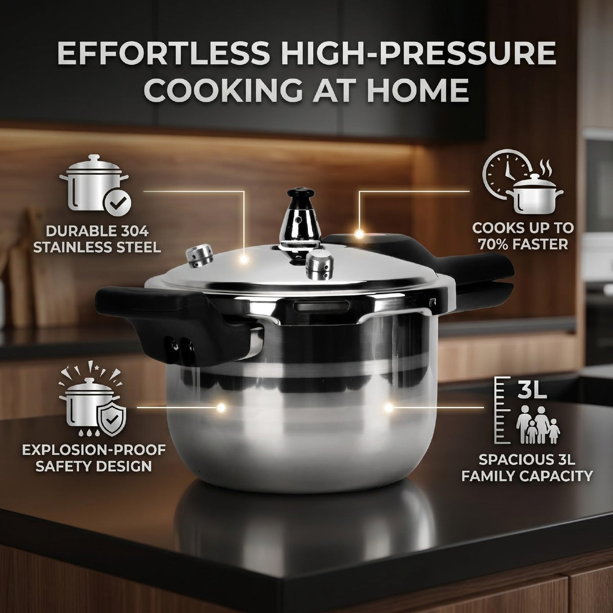 3L Stainless Steel Pressure Cooker Q287175