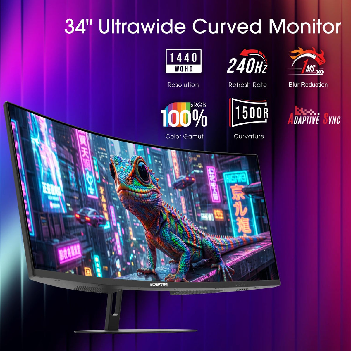 Curved 34-inch Gaming Monitor 3440 x 1440 240Hz C825871