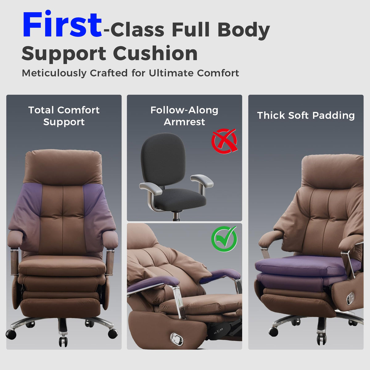 Brown PU Leather Recliner Chair with Footrest 400LBS M573