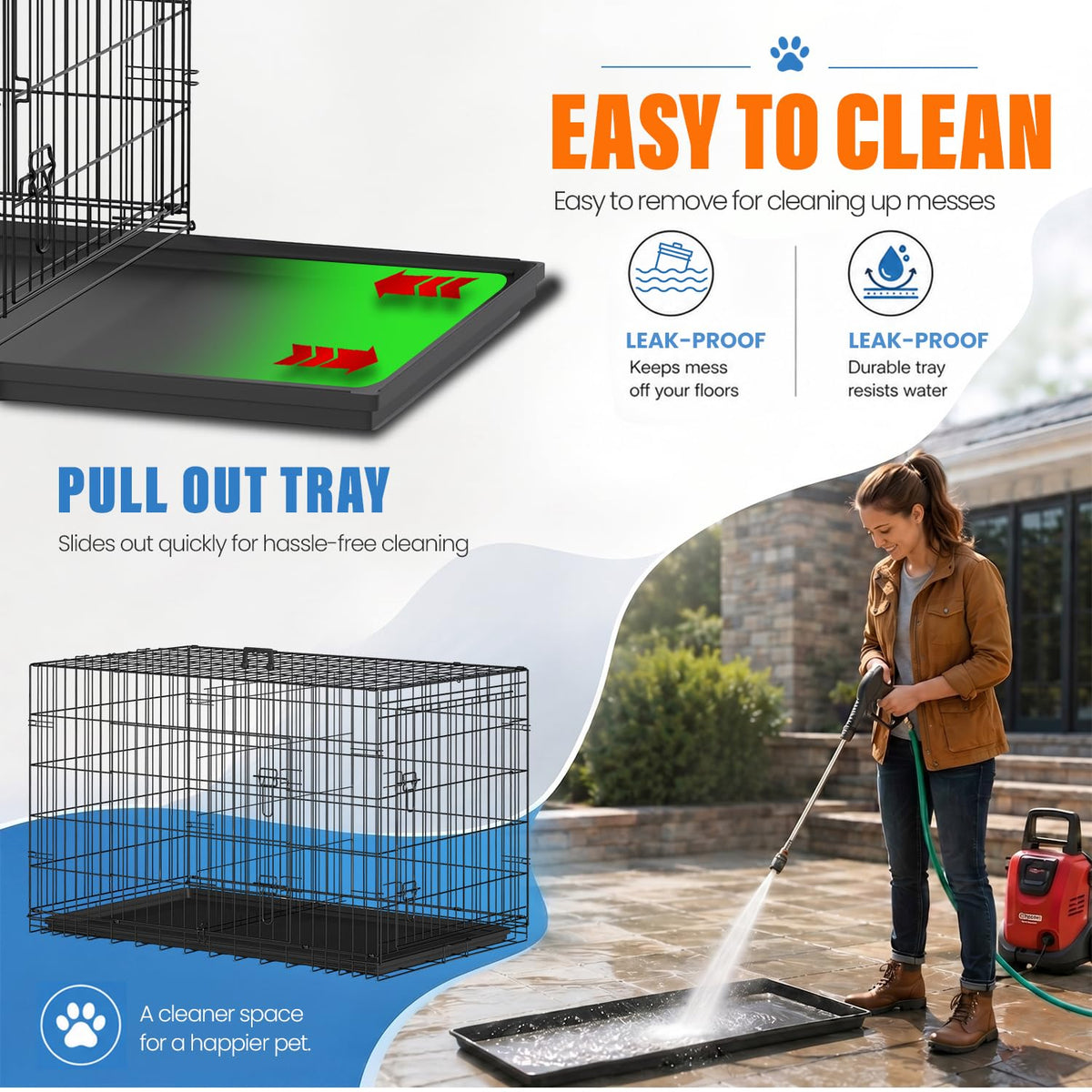 48 Inch Folding Metal Dog Crate Y2100