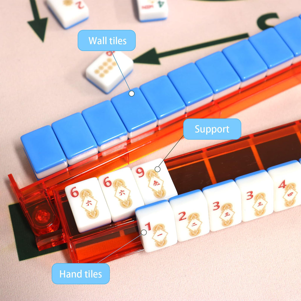 Set of 4 Compact Plastic Mahjong Racks with Pushers Q577396