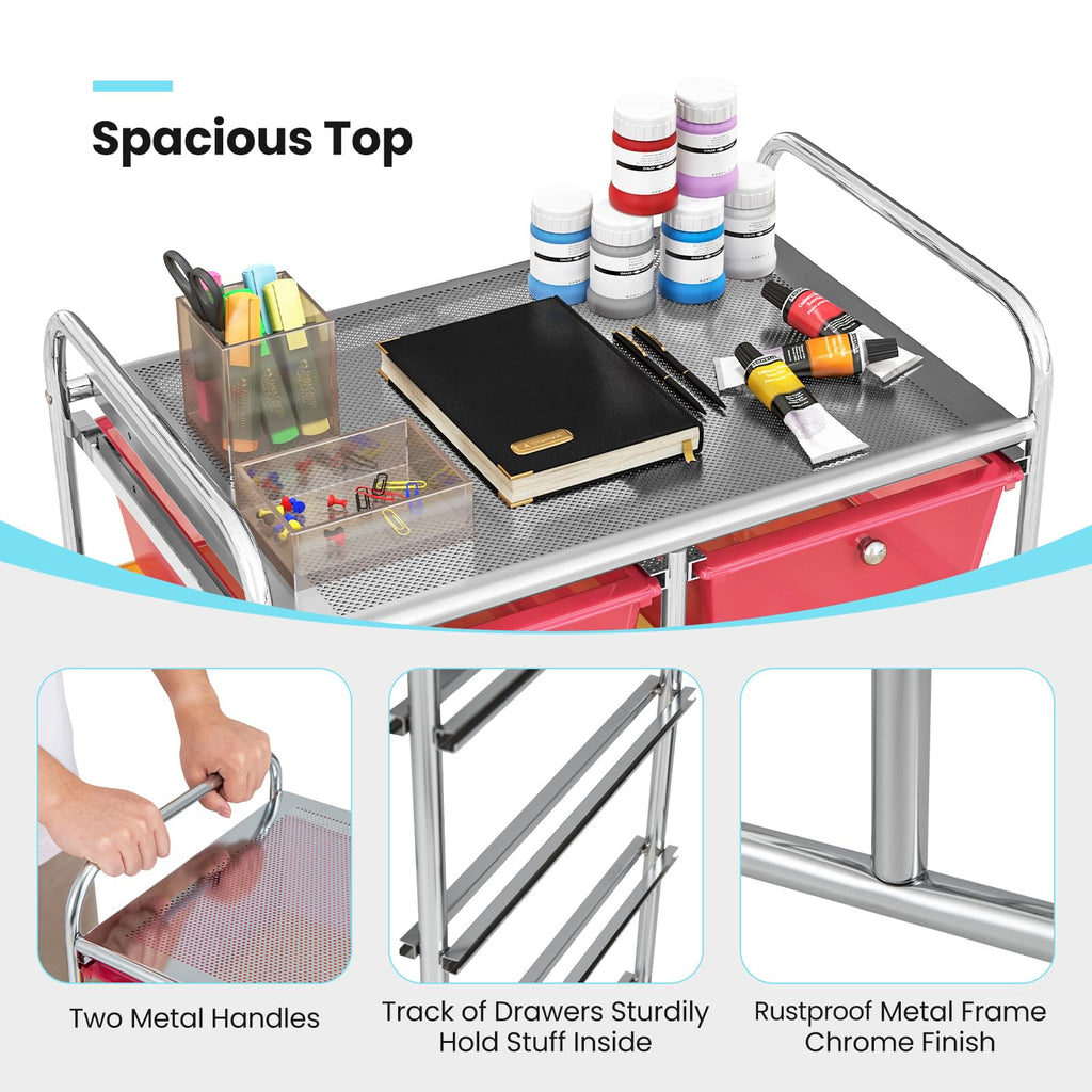 10 Drawer Rolling Storage Cart with Metal Frame S736212