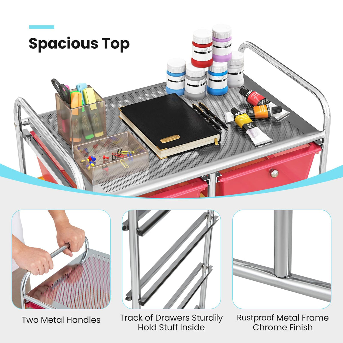 10 Drawer Rolling Storage Cart with Metal Frame S736212