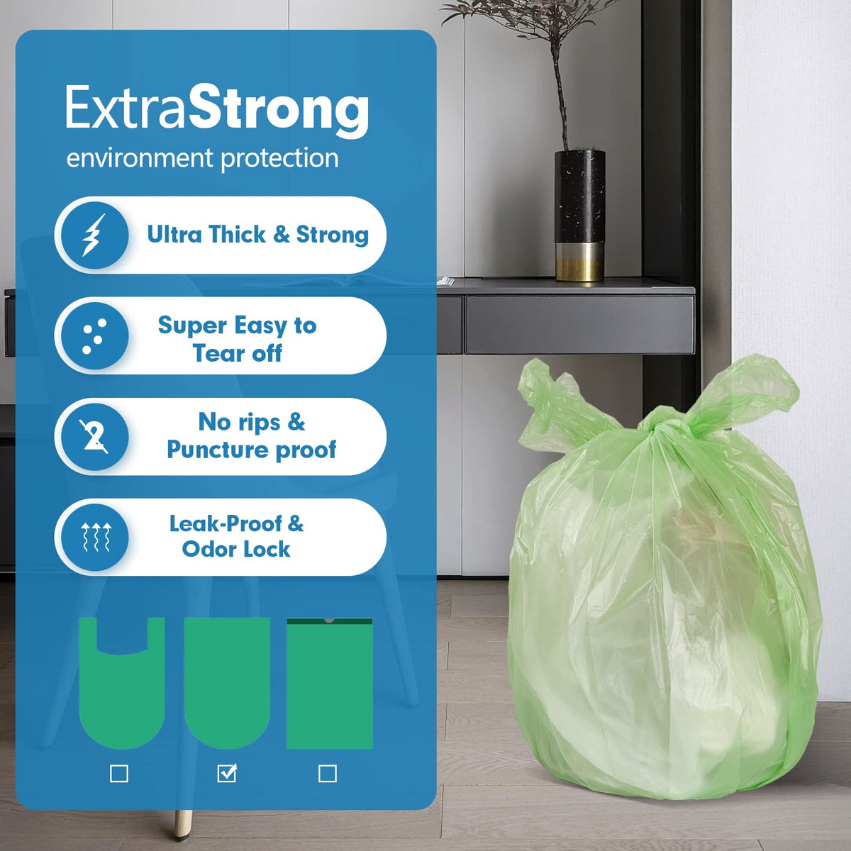 4 Gallon Biodegradable Extra Thick Small Trash Bags J5425