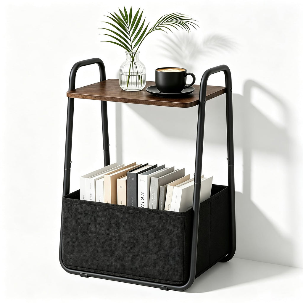 Small Storage Side Table with Metal Frame W30905