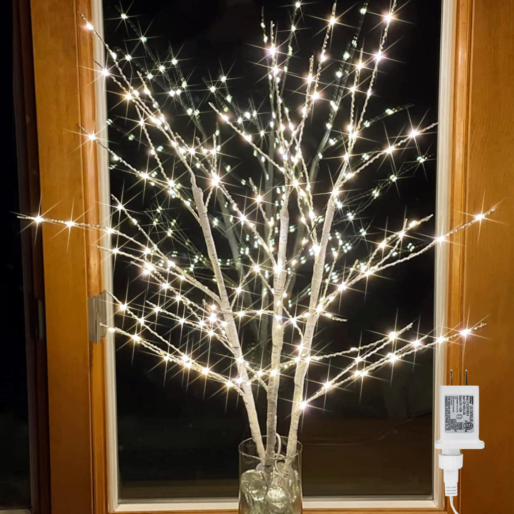 Lighted Birch White Tree Branches 33IN 180LED with Timer I834