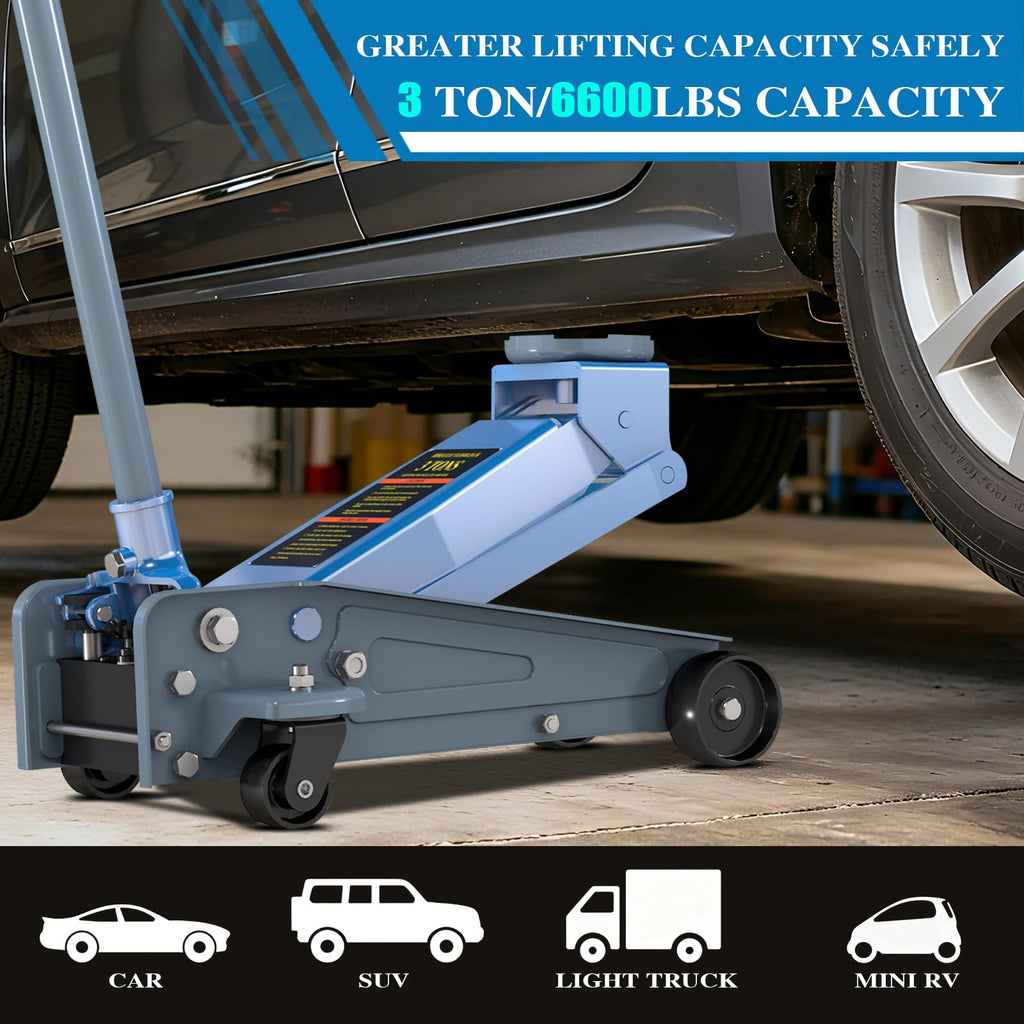 3 Ton Carbon Steel Floor Jack with Wheels S637