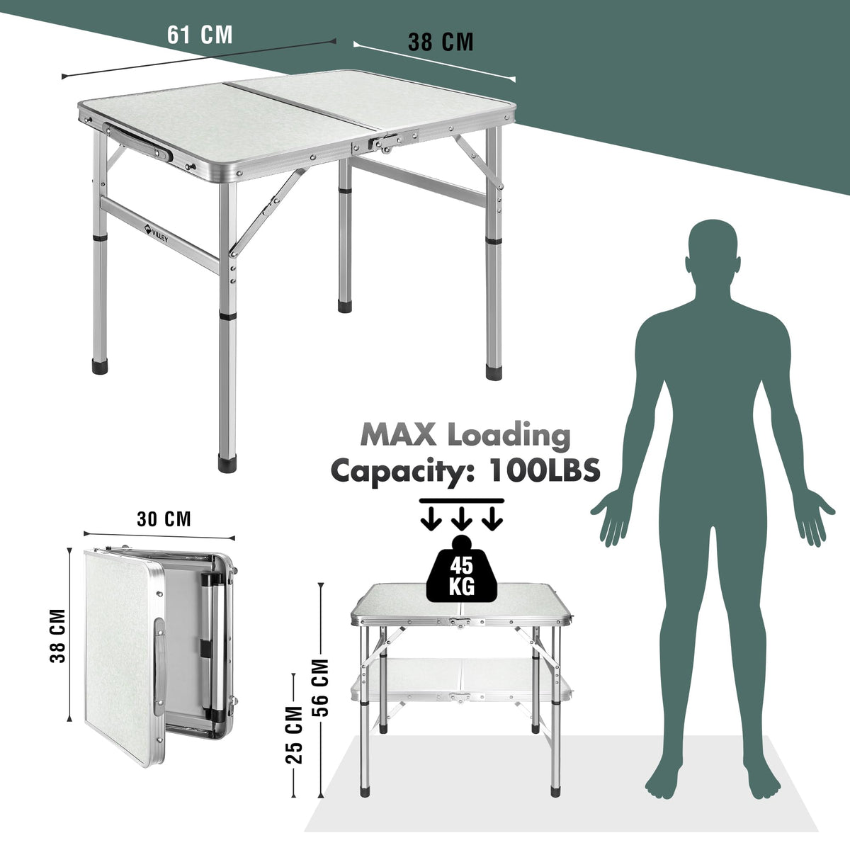 Folding Camping Table with Adjustable Legs Q152451