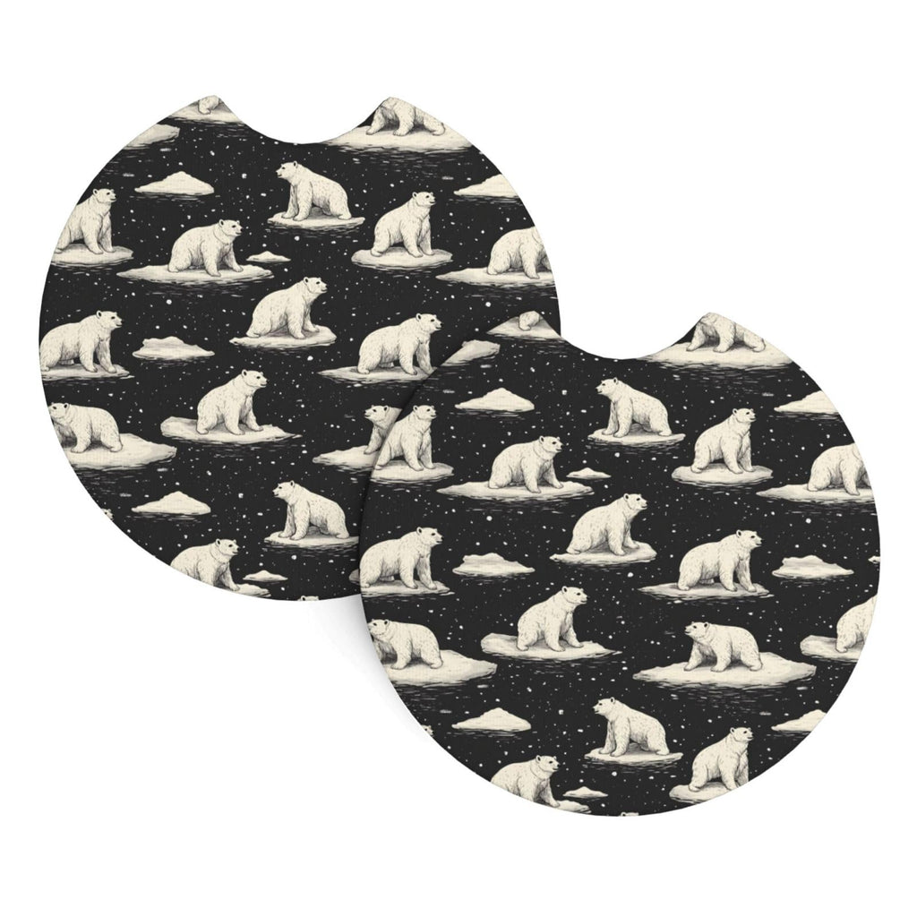 White Bear Print Car Cup Coasters Set of 2 W75618