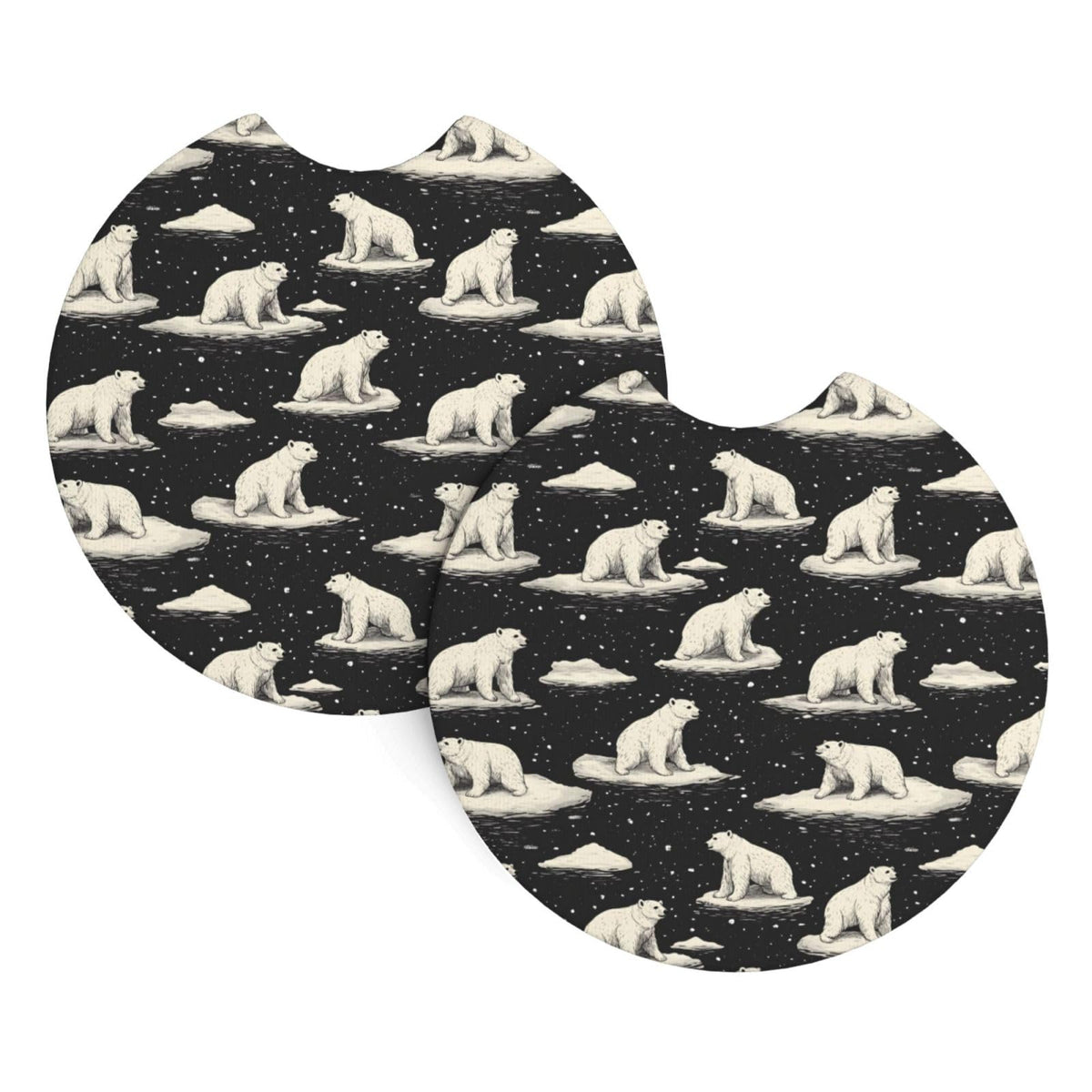 White Bear Print Car Cup Coasters Set of 2 W75618