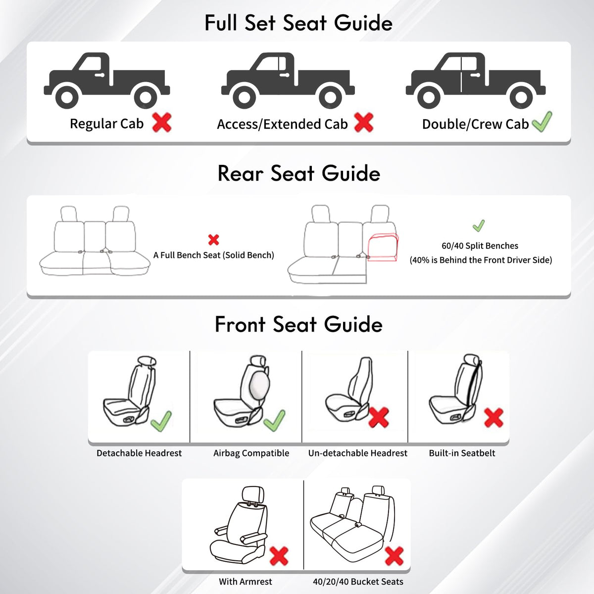 Leather Full Set Pickup Truck Seat Covers O63467