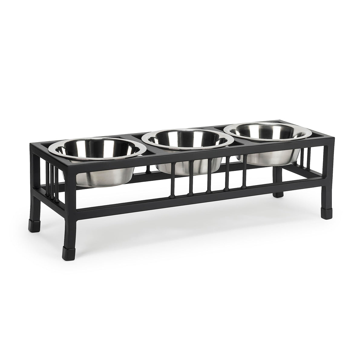 Black 3 Bowl Metal Raised Pet Feeder M539738