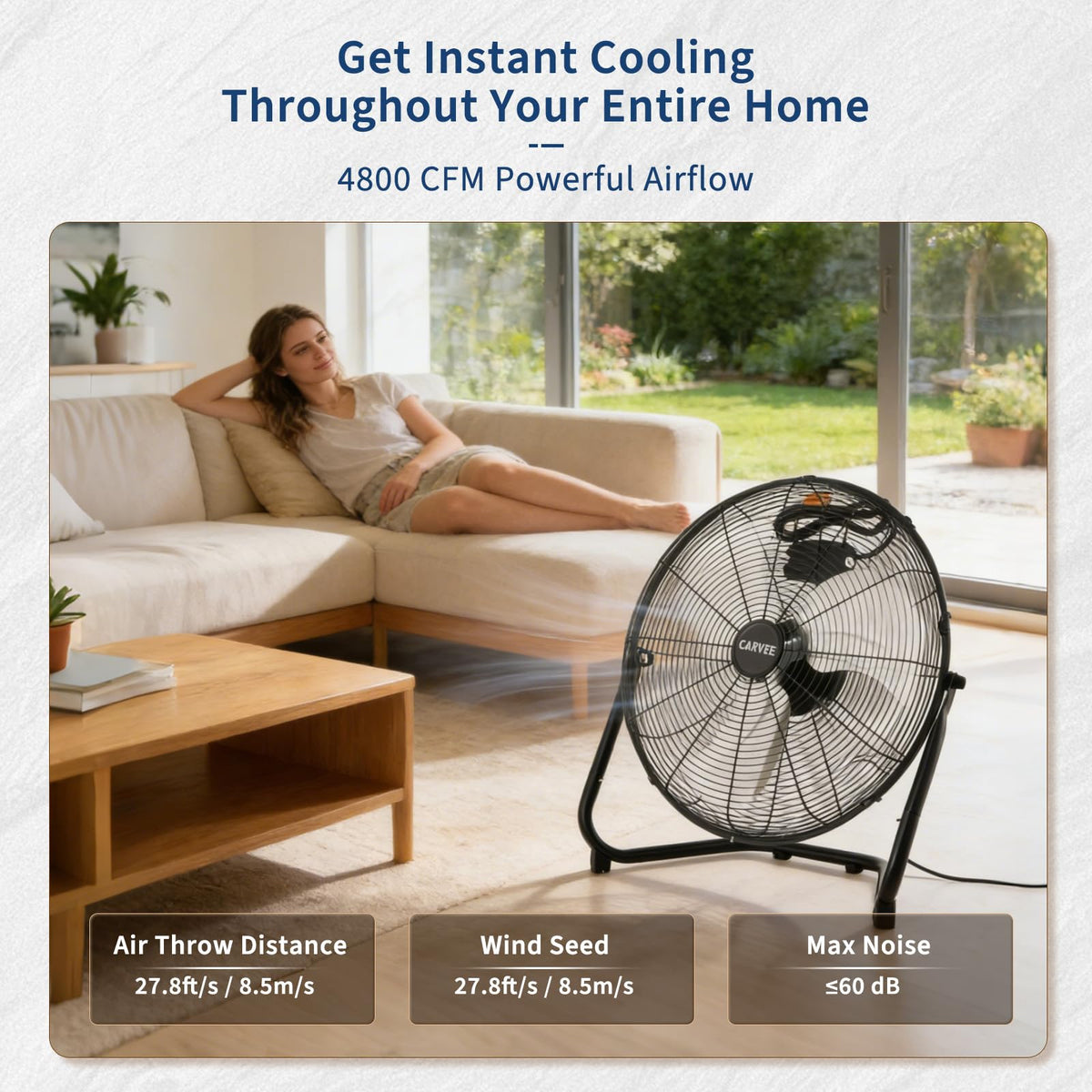 20 inch 3-Speed Metal Industrial Floor Fan W78242