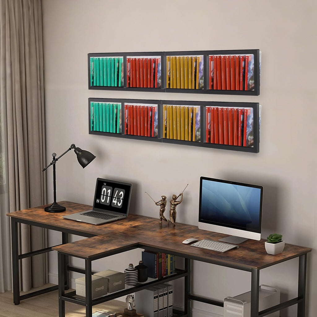 Black 2 Pcs 34Inch Metal Media Storage Rack E9533