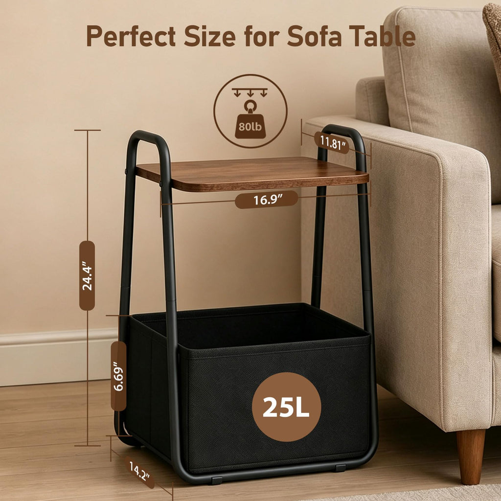 Small Storage Side Table with Metal Frame W30905
