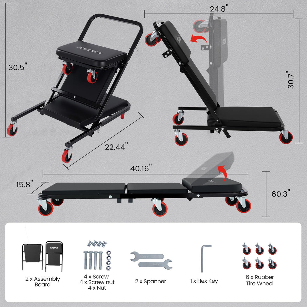 40 Inches 4 in 1 Creeper Seat up to 450 lbs Capacity Y690612