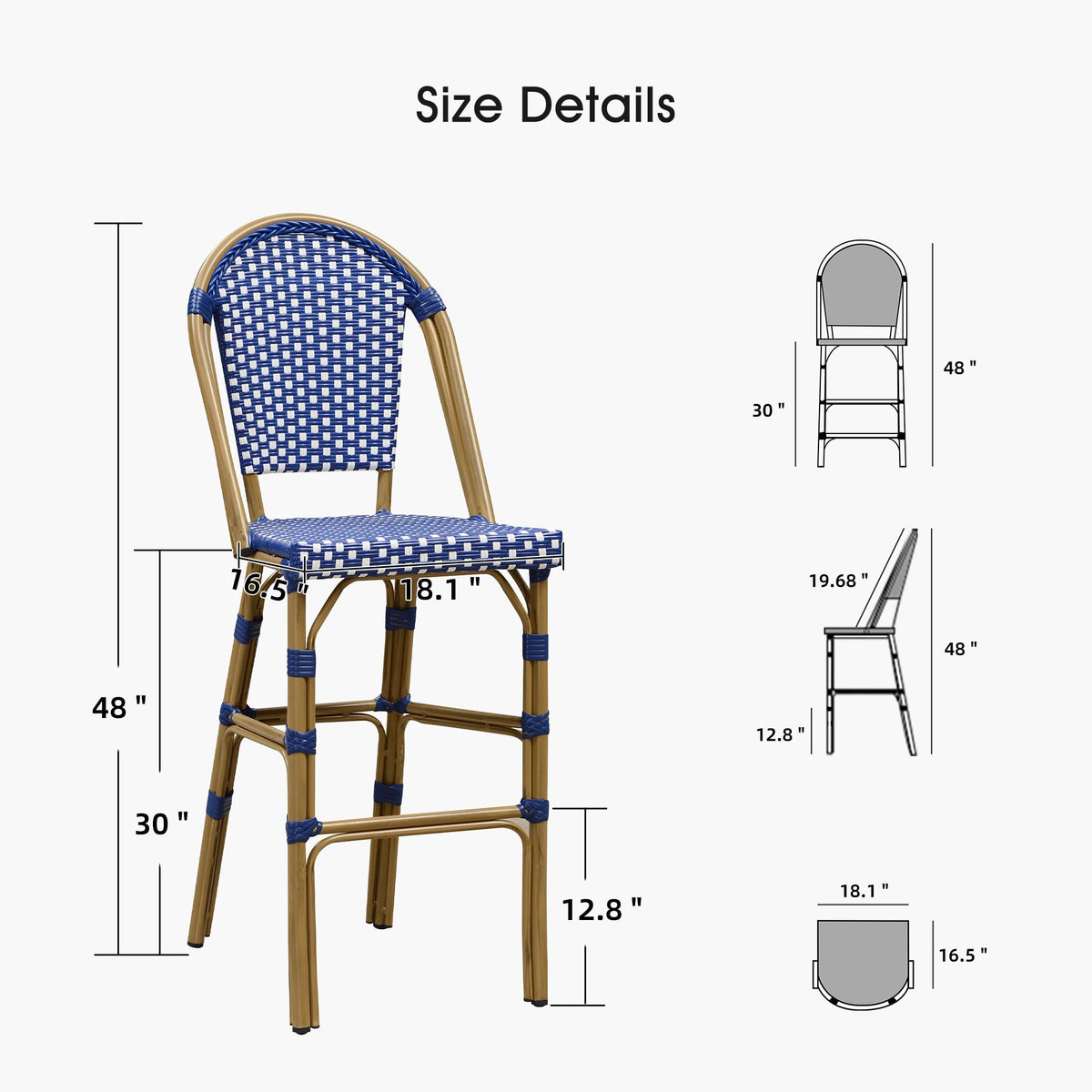 Set of 4 30" Rattan Bar Stools A439251