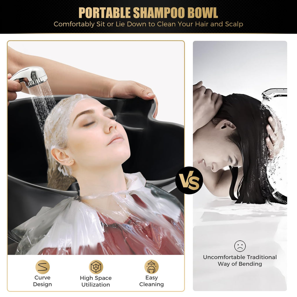 Portable Plastic Shampoo Bowl with 2 Bucket and Electric Pump V917
