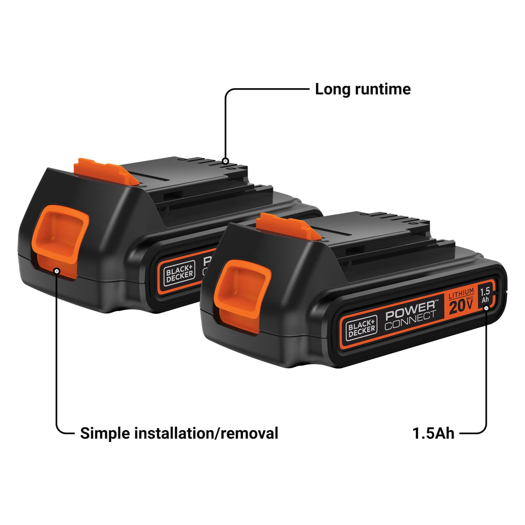 20V MAX 1.5 Ah Lithium Ion Battery, 2 Pack J94699