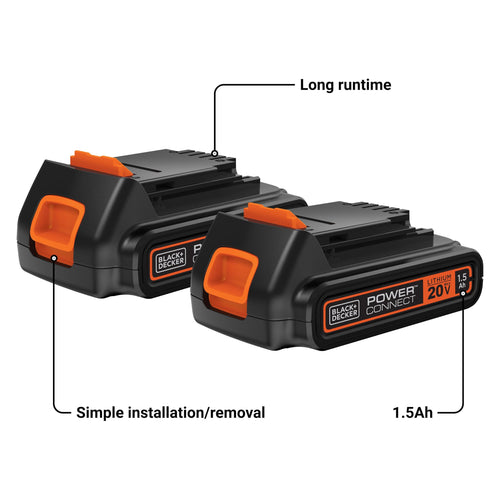 20V MAX 1.5 Ah Lithium Ion Battery, 2 Pack J94699